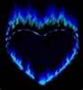 Blue and Black Fire and Ice Heart